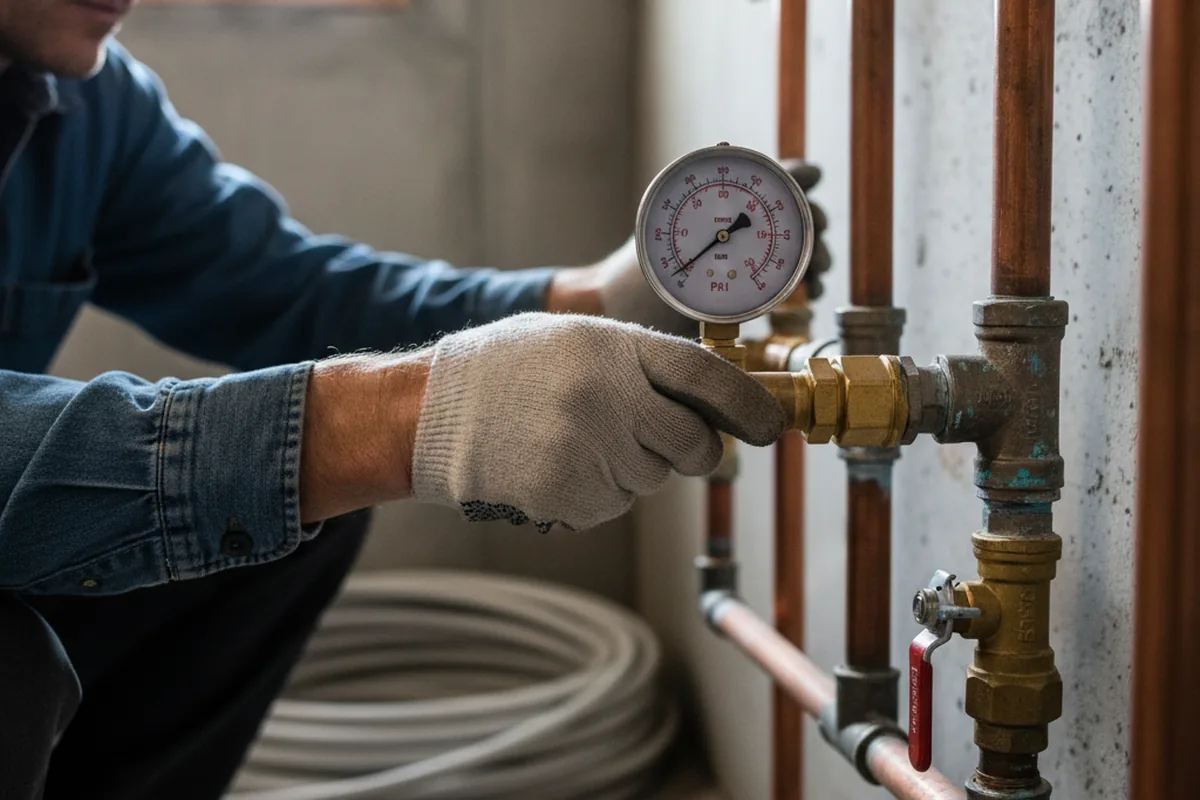 Pressure testing a repaired line during Water Line Repair in Neavitt